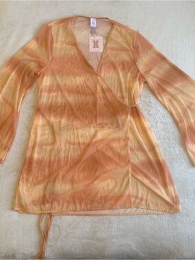 Savage X Fenty Orange Sheer Swim Cover